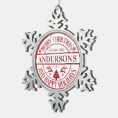 メリー・カスタムクリスマスの家族の名伝統的前 スノーフレークピューターオーナメント (右)