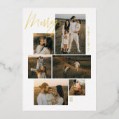 メリー | ギャラリーウォール6フォトコラージュクリスマス 箔シーズンカード (正面)