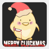 メリー・クラックマス、面白いクリスマスのニワトリ スクエアシール (正面)
