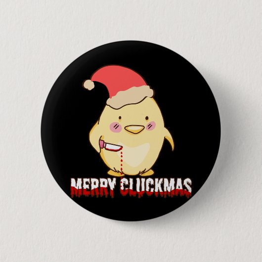 メリー・クラックマス、面白いクリスマスのニワトリ 缶バッジ (正面)