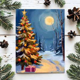 メリー クリスマスツリー 星 冬のホリデー カード