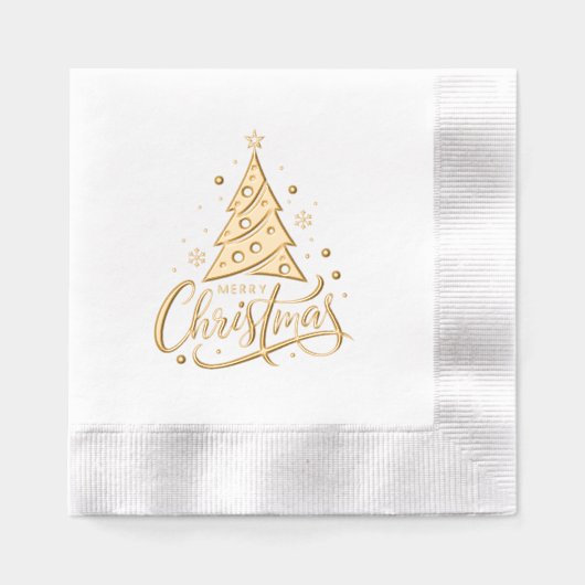 メリー・クリスマスツリー 箔ナプキン (正面)