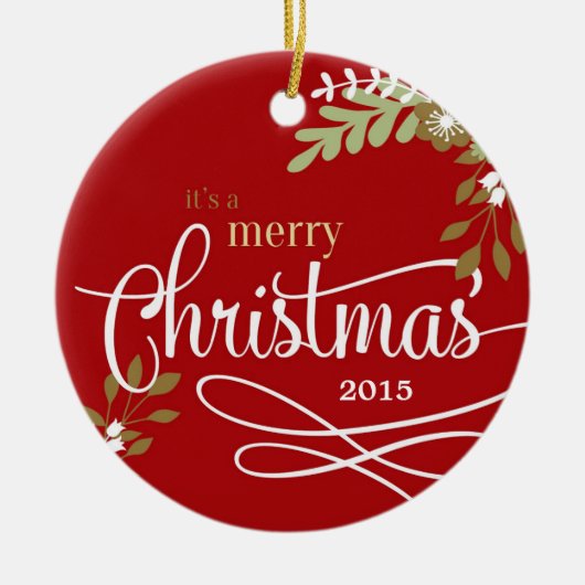 メリー·クリスマス·カスタムの写真/名前 セラミックオーナメント (正面)