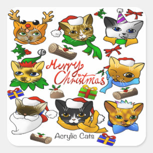 メリー・クリスマス・キャッツ スクエアシール