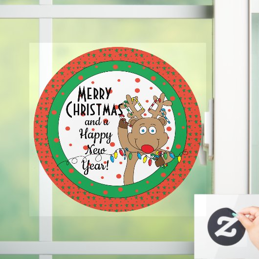 メリー・クリスマス・トナカイが窓がくっついて言う ウィンドウサイン (ホーム)