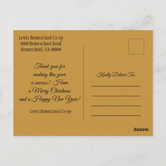 メリー・クリスマス・フロムスクール ポストカード (裏面)