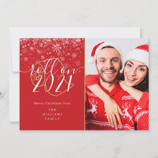 メリー・クリスマス・転がおもしろい，新年の写真に シーズンカード (正面)