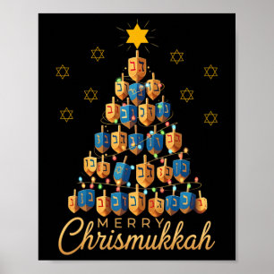 メリー・クリスマッカ ハッピー・ハヌカ Dreidel クリスマス ポスター