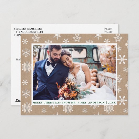 メリー・クリス結婚マスの写真スノーフレーク・クラフト ポストカード (正面/裏面)