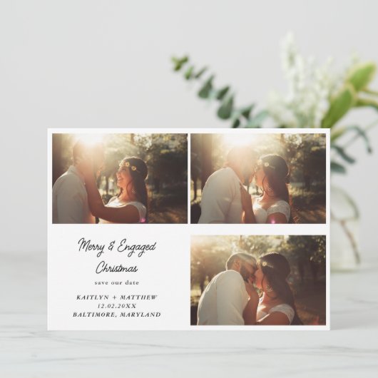 メリー&ク婚約したリスマス |写真の日付を保存 シーズンカード (スタンド正面)