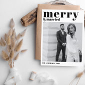メリー&ク結婚したリスマスモダンフォト白黒 シーズンポストカード