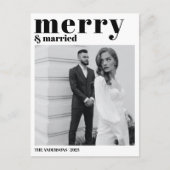 メリー&ク結婚したリスマスモダンフォト白黒 シーズンポストカード (正面)
