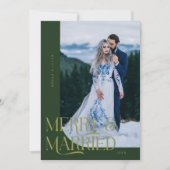 メリー&ク結婚したリスマス新婚フォトグリーン シーズンカード (正面)