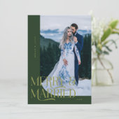 メリー&ク結婚したリスマス新婚フォトグリーン シーズンカード (スタンド正面)