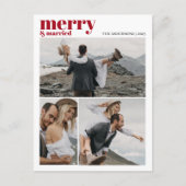 メリー&ク結婚したリスマス新婚フォトコラージュ シーズンポストカード (正面)