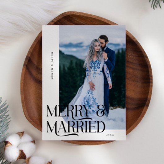 メリー&ク結婚したリスマス新婚フォトホワイト シーズンカード