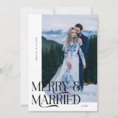 メリー&ク結婚したリスマス新婚フォトホワイト シーズンカード (正面)