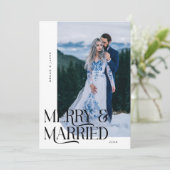 メリー&ク結婚したリスマス新婚フォトホワイト シーズンカード (スタンド正面)