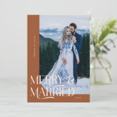 メリー&ク結婚したリスマス結婚の写真テラコッタ シーズンカード (スタンド正面)