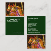 メリー – ゴーラウンド馬 – ダークグリーン 名刺 (正面/裏面)