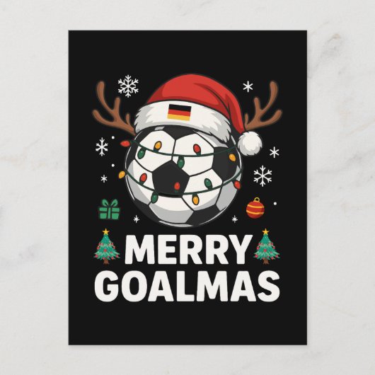 メリー・ゴールマス - 楽しいサッカーのクリスマス ポストカード (正面)