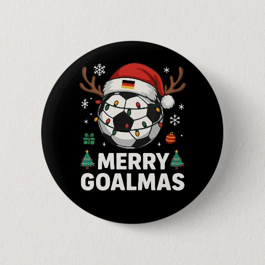 メリー・ゴールマス - 楽しいサッカーのクリスマス 缶バッジ (正面)