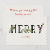 メリー・シングル・モダン・ホリー・グリーンズ・アンド・ベリーズ シーズンカード (正面/裏面)