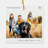 メリー・シンプルクリスマスミニマル家族の写真 セラミックオーナメント (正面)