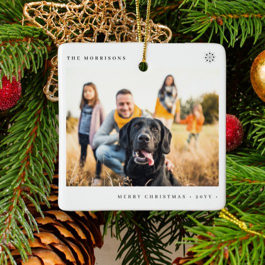 メリー・シンプルクリスマスミニマル家族の写真 セラミックオーナメント