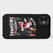 メリー・スウィッシュマス クリスマス サンタバスケットボール Case-Mate iPhoneケース (裏面(横))