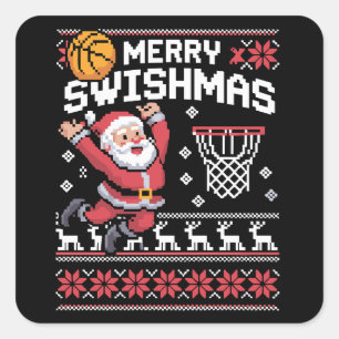 メリー・スウィッシュマス・バスケットボール・アグリー・クリスマス・Xmas スクエアシール