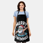 メリー・スウィマス・クリスマス・サンタ・Xmas・スイミング・プール エプロン (着用した状態)
