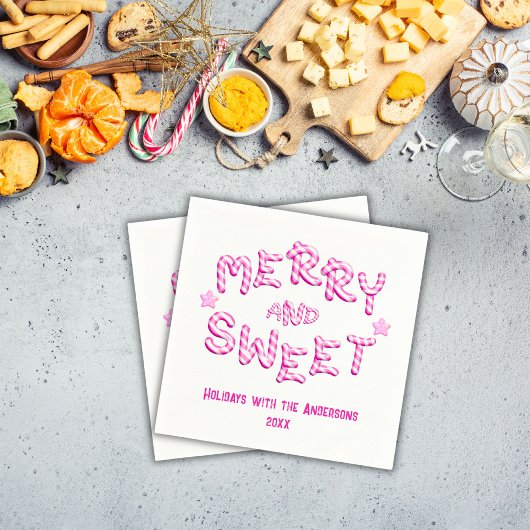 メリー&スウィートクリスマスキャンディーケーンホリデーパーティー スタンダードカクテルナプキン