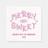 メリー&スウィートクリスマスキャンディーケーンホリデーパーティー スタンダードカクテルナプキン (正面)
