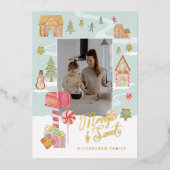 メリー＆スウィート ジンジャーブレッド キャンディー タウン ファミリー フォト 箔シーズンカード (正面)