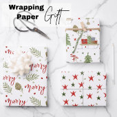 「メリー」スクリプト、居心地の良いそりのシーン、スター ラッピングペーパーシート