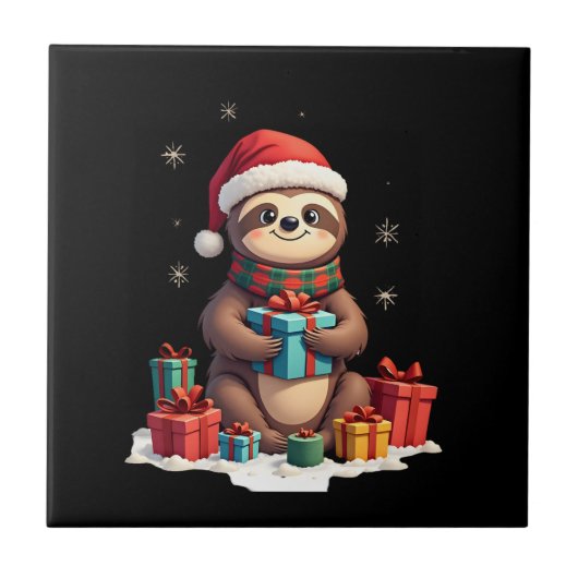 メリー スロスマス かわいい クリスマス スローサンタ帽子 Xmas タイル (正面)