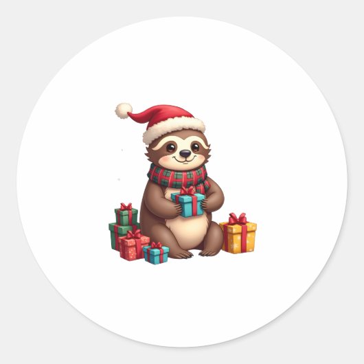 メリー スロスマス かわいい クリスマス スローサンタ帽子 Xmas ラウンドシール (正面)