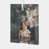 メリー&ス結婚したエレガントクリプト写真 ガラスオーナメント (正面左)