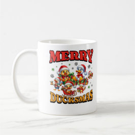 メリー・ダックマス かわいいクリスマスのアヒル ラバー クリスマス コーヒーマグカップ