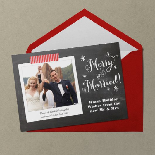 メリー&チョーク結婚したボードホリデーカード シーズンカード