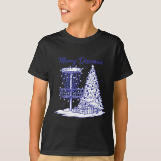 メリー・ディスクマス ディスクゴルフ バスケット クリスマスツリー Tシャツ
