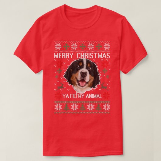 メリー・ドグマス オーストラリアン・シェパード 犬のクリスマス 汚 Tシャツ (デザイン正面)