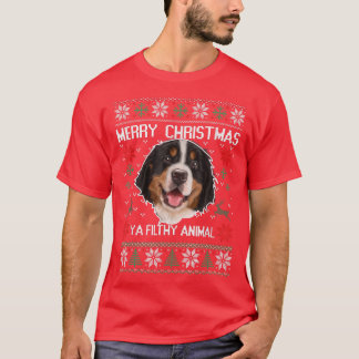 メリー・ドグマス オーストラリアン・シェパード 犬のクリスマス 汚 Tシャツ
