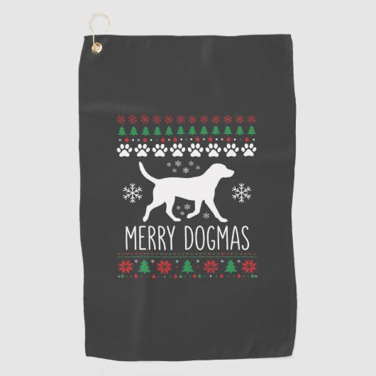 メリー・ドグマス クリスマスの犬 ベクター ゴルフタオル (正面)