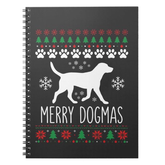 メリー・ドグマス クリスマスの犬 ベクター ノートブック (正面)