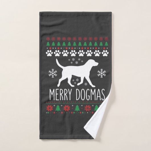 メリー・ドグマス クリスマスの犬 ベクター ハンドタオル (ハンドタオル)