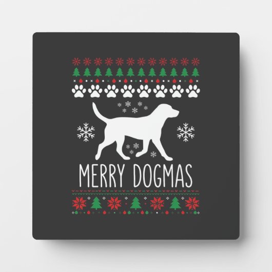 メリー・ドグマス クリスマスの犬 ベクター フォトプラーク (正面)