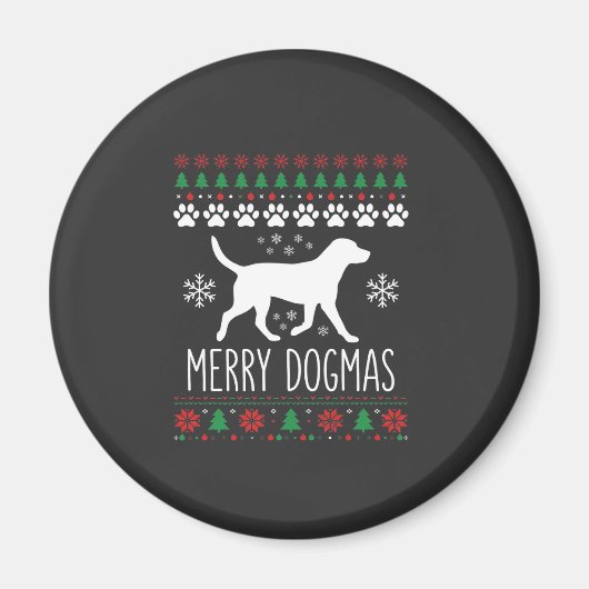 メリー・ドグマス クリスマスの犬 ベクター マグネット (正面)