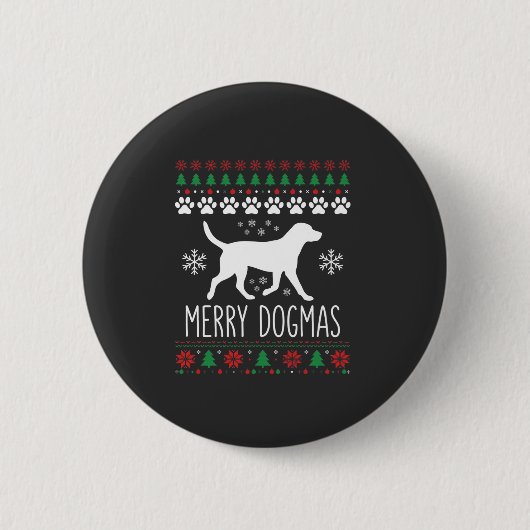 メリー・ドグマス クリスマスの犬 ベクター 缶バッジ (正面)